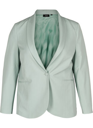 Klassisk blazer med skulderputer, Slate Gray, Packshot image number 0