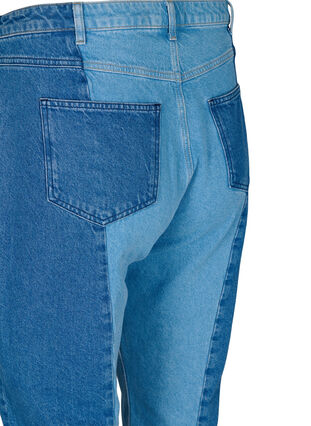 Zizzi Cropped Vera jeans med colorblock, Blue denim, Packshot image number 3