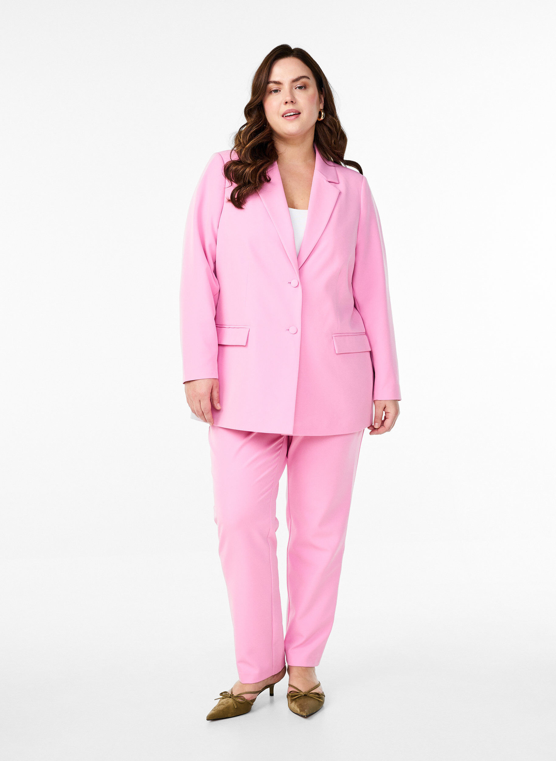 Zizzi Klassisk blazer med knappelukking, Rosa, Model image number 1
