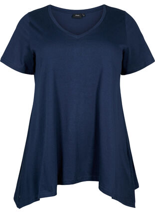 T-skjorte i bomull med korte ermer, Navy Blazer SOLID, Packshot image number 0