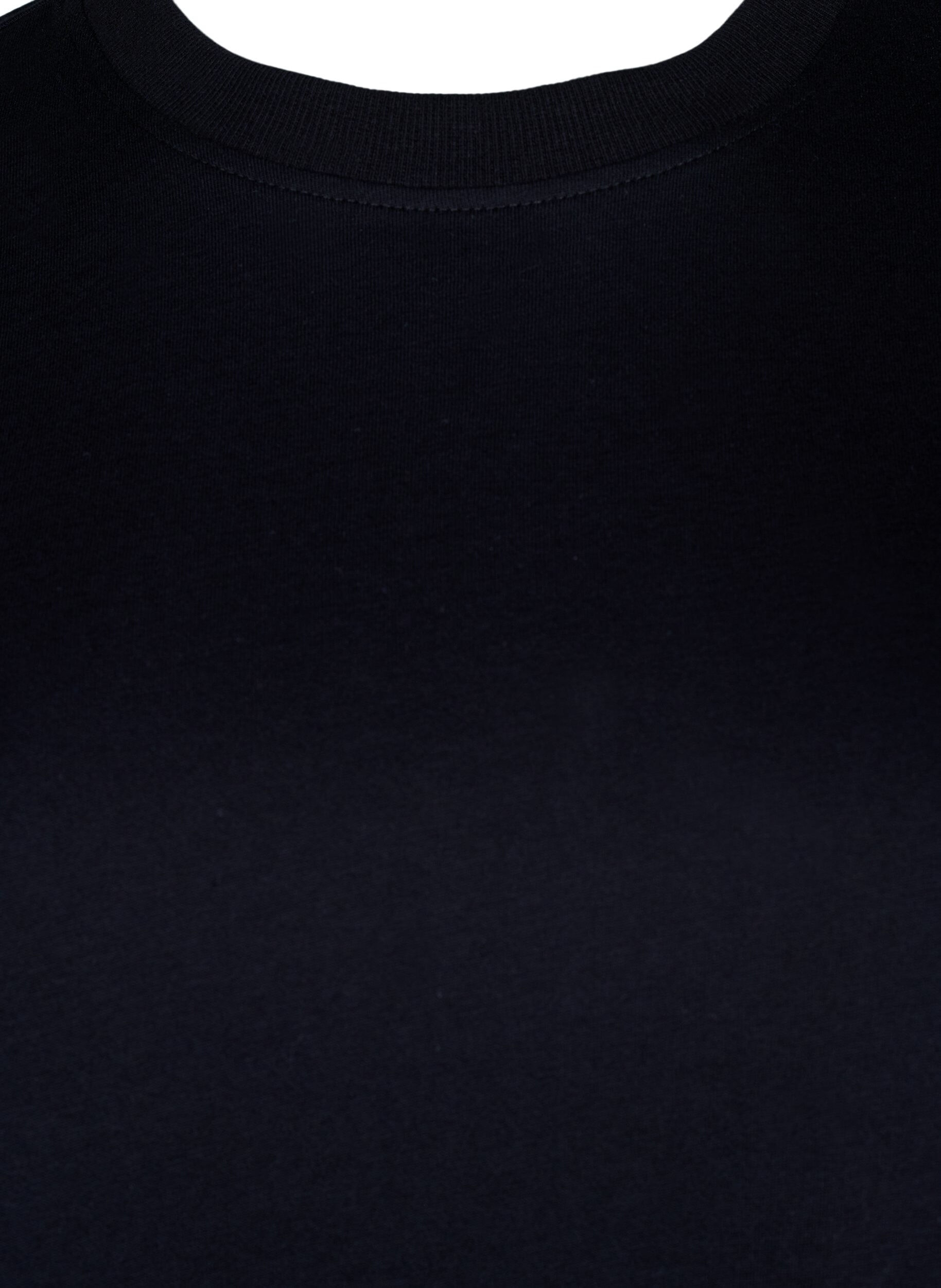 ZizziBasic T-skjorte i bomull med rund hals, Svart, Packshot image number 2