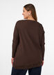 Jerseybluse med asymmetrisk blondedetalj, Brun, Model image number 2