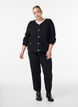 Cardigan med strukturstrikk og dekorative knapper, Svart, Model image number 1