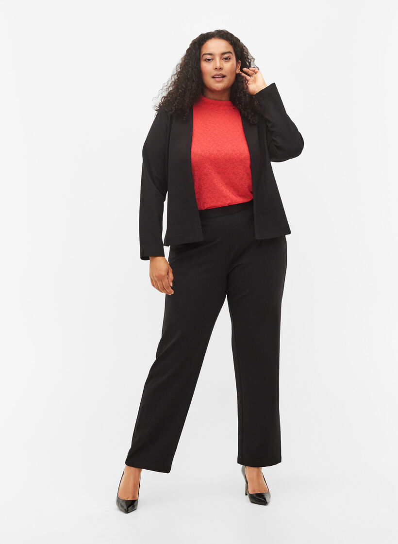 Tettsittende blondebluse med lange ermer, Hibiscus, Model image number 2