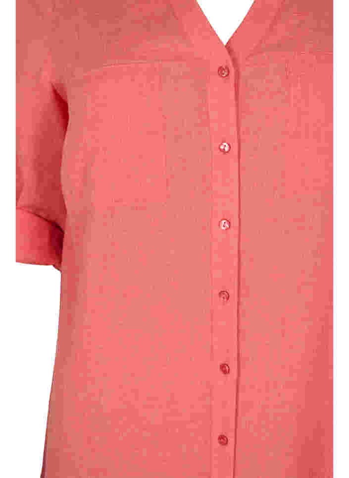 Lang skjorte med 3/4-ermer og V-hals, Hot Coral, Packshot image number 2