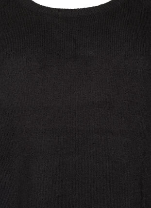 Zizzi Løstsittende, strikket bluse med rund hals, Black, Packshot image number 2
