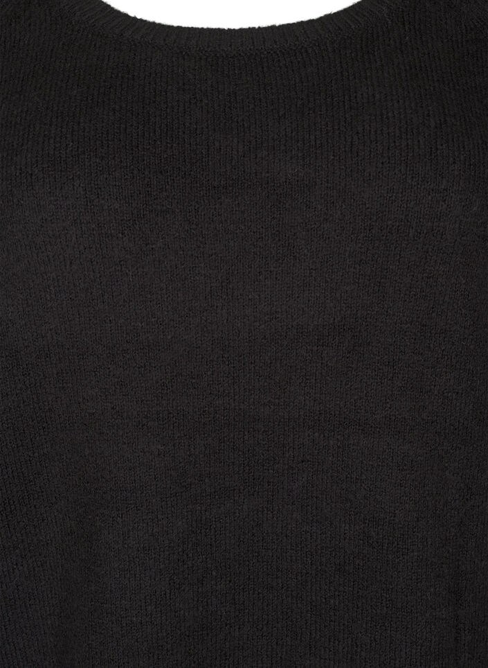 Løstsittende, strikket bluse med rund hals, Black, Packshot image number 2