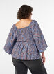 Bluse med smock og firkantet utringning, Bl&aring;, Model image number 2