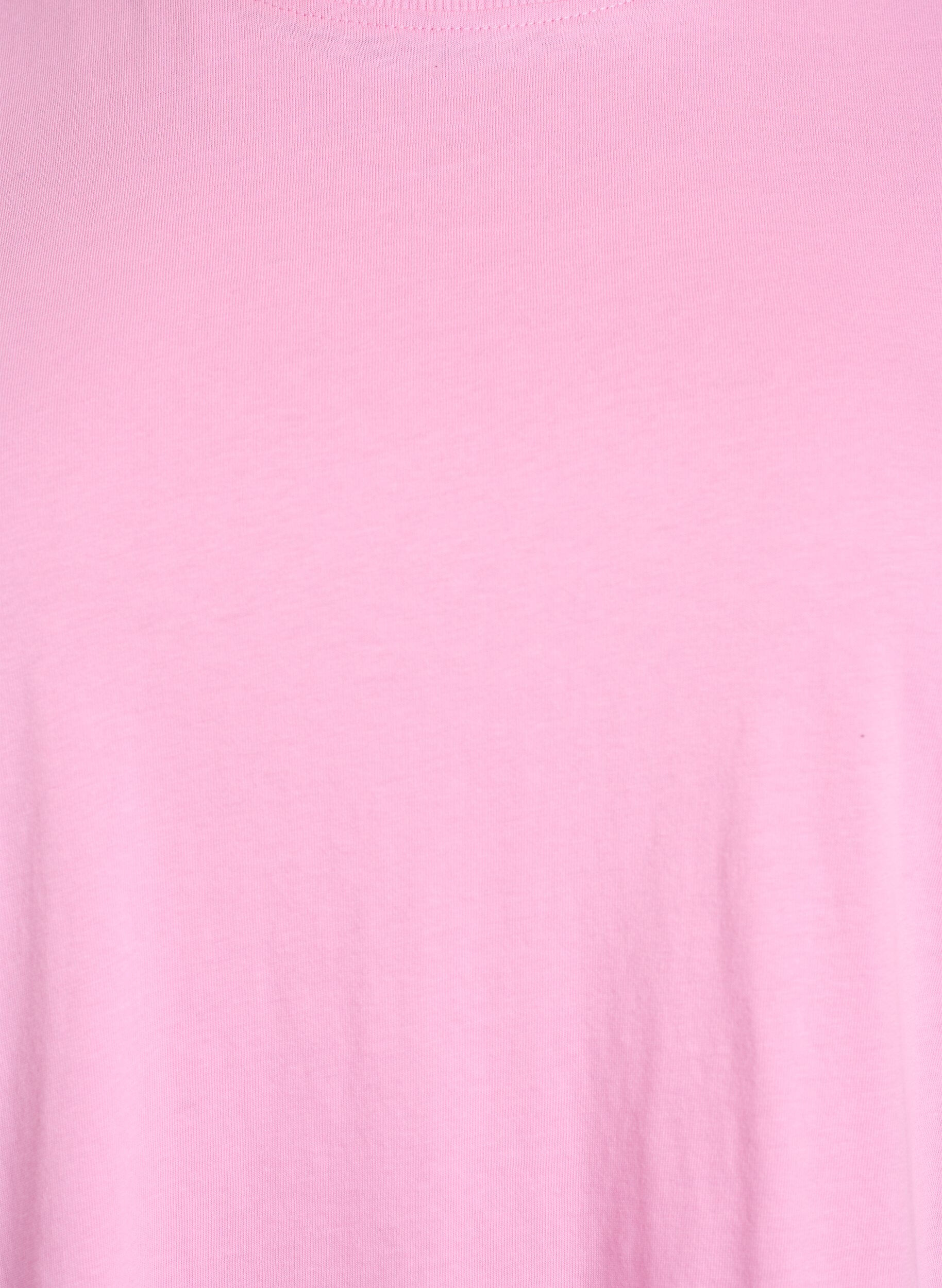 ZizziBasic T-skjorte i bomull med rund hals, Rosa, Packshot image number 2