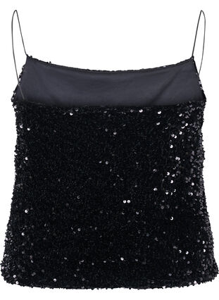 Zizzi Overdel med paljetter og smale stropper, Black Sequins, Packshot image number 1