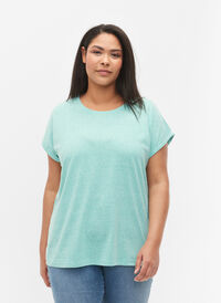 Melert T-skjorte med korte ermer, Turquoise Mél, Model