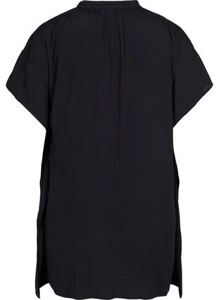 Kortermet bluse i viskoe med knytedetaljer, Black, Packshot image number 1