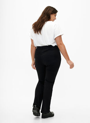 Ellen bootcut jeans med høyt liv, Black, Model image number 1