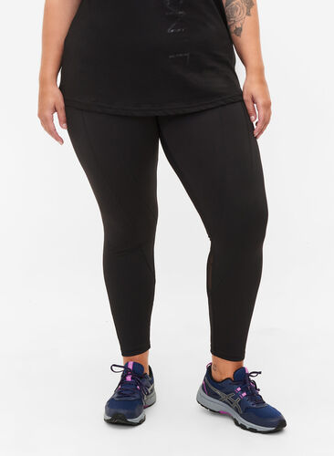 Treningstights med prikkete meshdetaljer, Black w. Mesh Dots, Model image number 2
