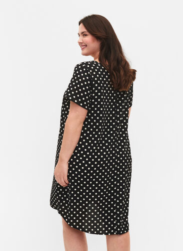 Kjole med korte ermer, Black w. Dots, Model image number 1