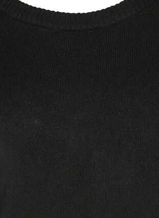 Langermet strikkekjole med rund hals, Black, Packshot image number 2