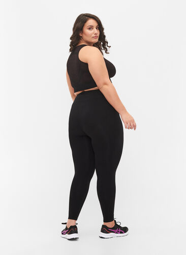 Sømløs treningstights med struktur, Black, Model image number 1