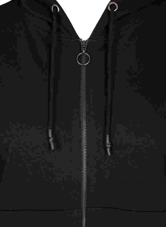 Cardigan med hette og lomme, Black, Packshot image number 2