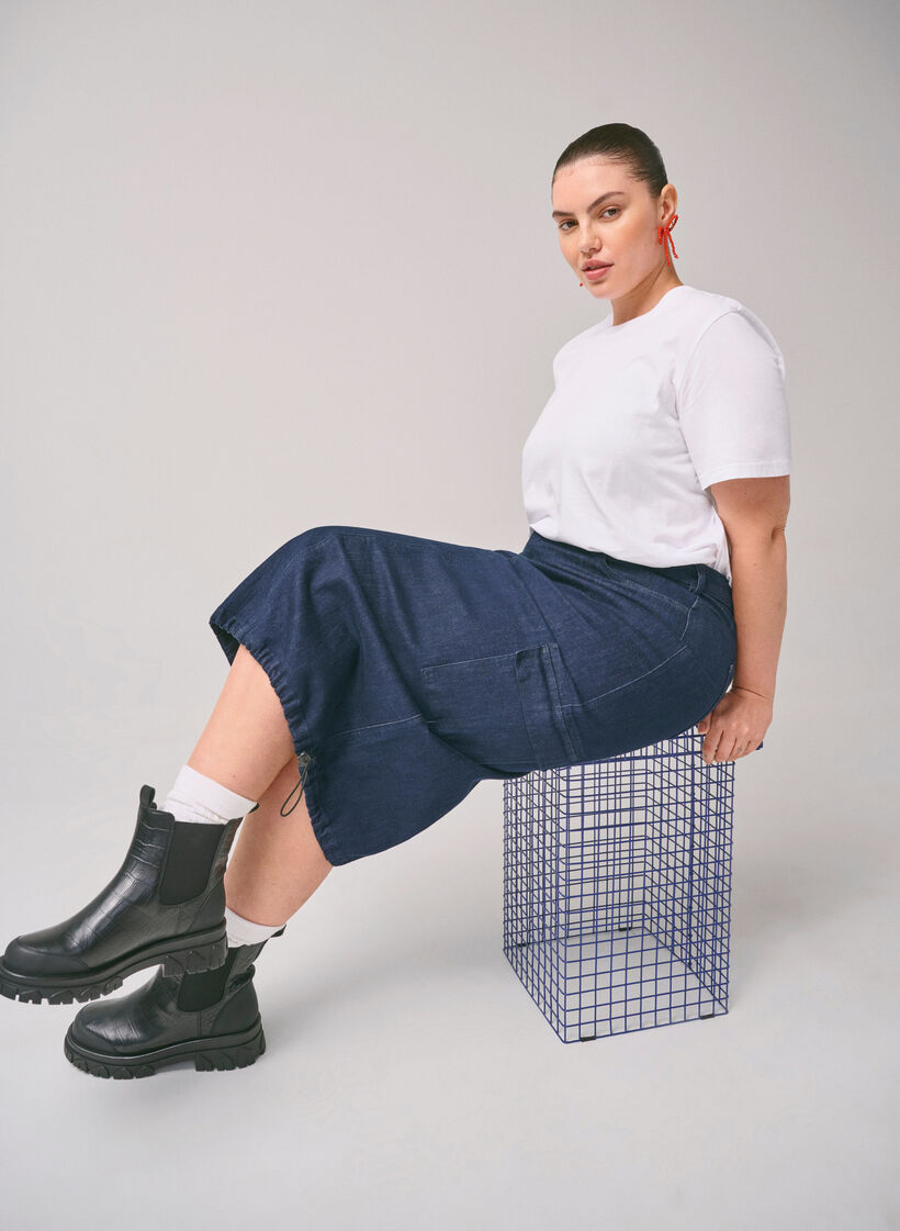 Maxiskjørt i denim, Dark Blue Denim, Image image number 0