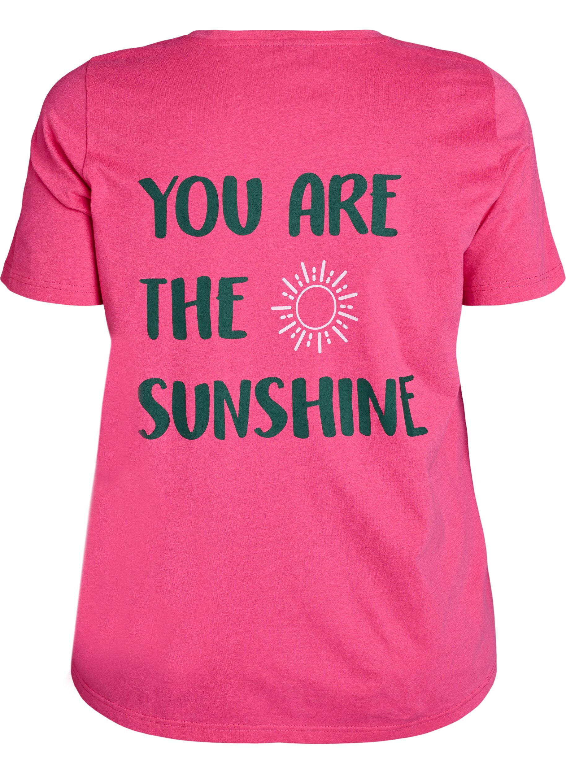 Zizzi T-skjorte med trykk, Rosa, Packshot image number 1