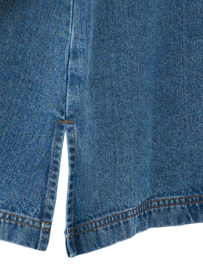 Kort denimkjole med A-fasong og lange ermer, Blue Denim, Packshot image number 2