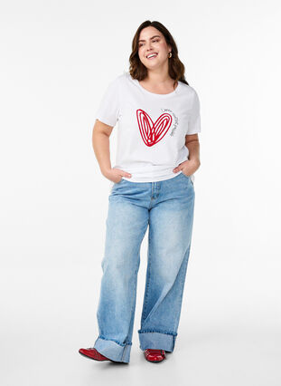 Zizzi Bomulls-t-skjorte med motiv, Bright W. w. Heart, Model image number 2