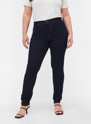 Super slim Amy jeans med høyt liv, 1607B Blu.D., Model image number 2