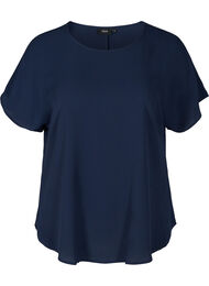 Kortermet bluse med rund hals, Bl&aring;