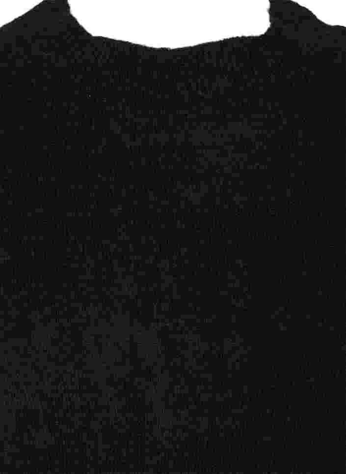 Strikkegenser med ribbekanter og rund hals, Black, Packshot image number 2