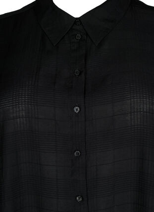 Lang skjorte av viskose med struktur, Black, Packshot image number 2
