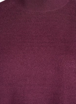 Zizzi Strikkebluse med høy hals, Mørk Bordeaux, Packshot image number 2