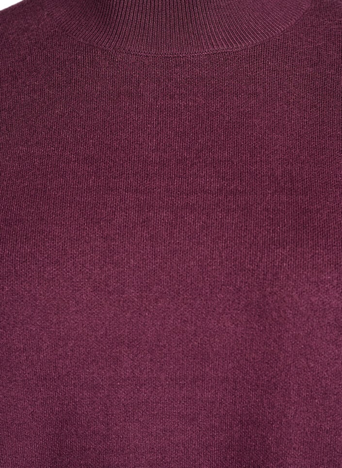 Strikkebluse med høy hals, Mørk Bordeaux, Packshot image number 2
