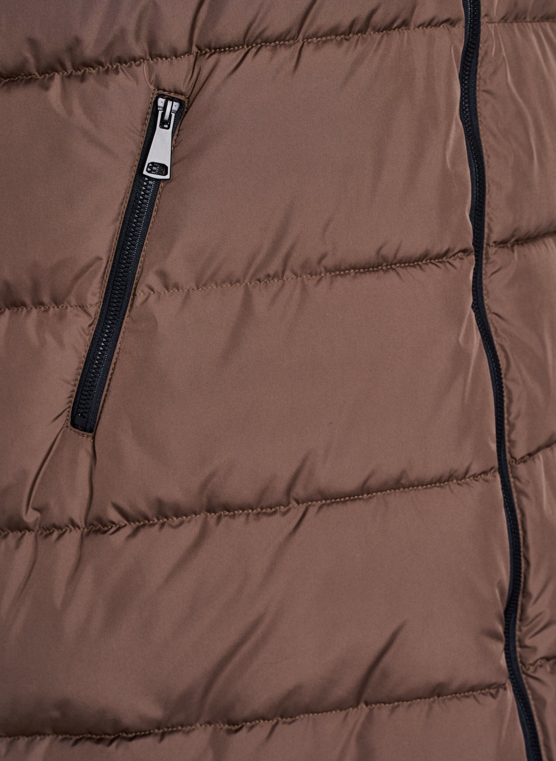 Zizzi Lang vest med hette og lommer, Brun, Packshot image number 3