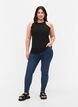 Ribbet tanktopp i bomull, Black, Model image number 2