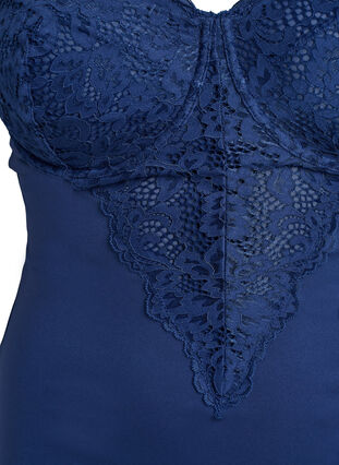 Zizzi Body med bøyle og blonder, Blå, Packshot image number 2