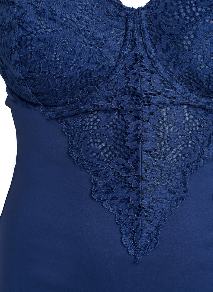 Body med bøyle og blonder, Blå, Packshot image number 2