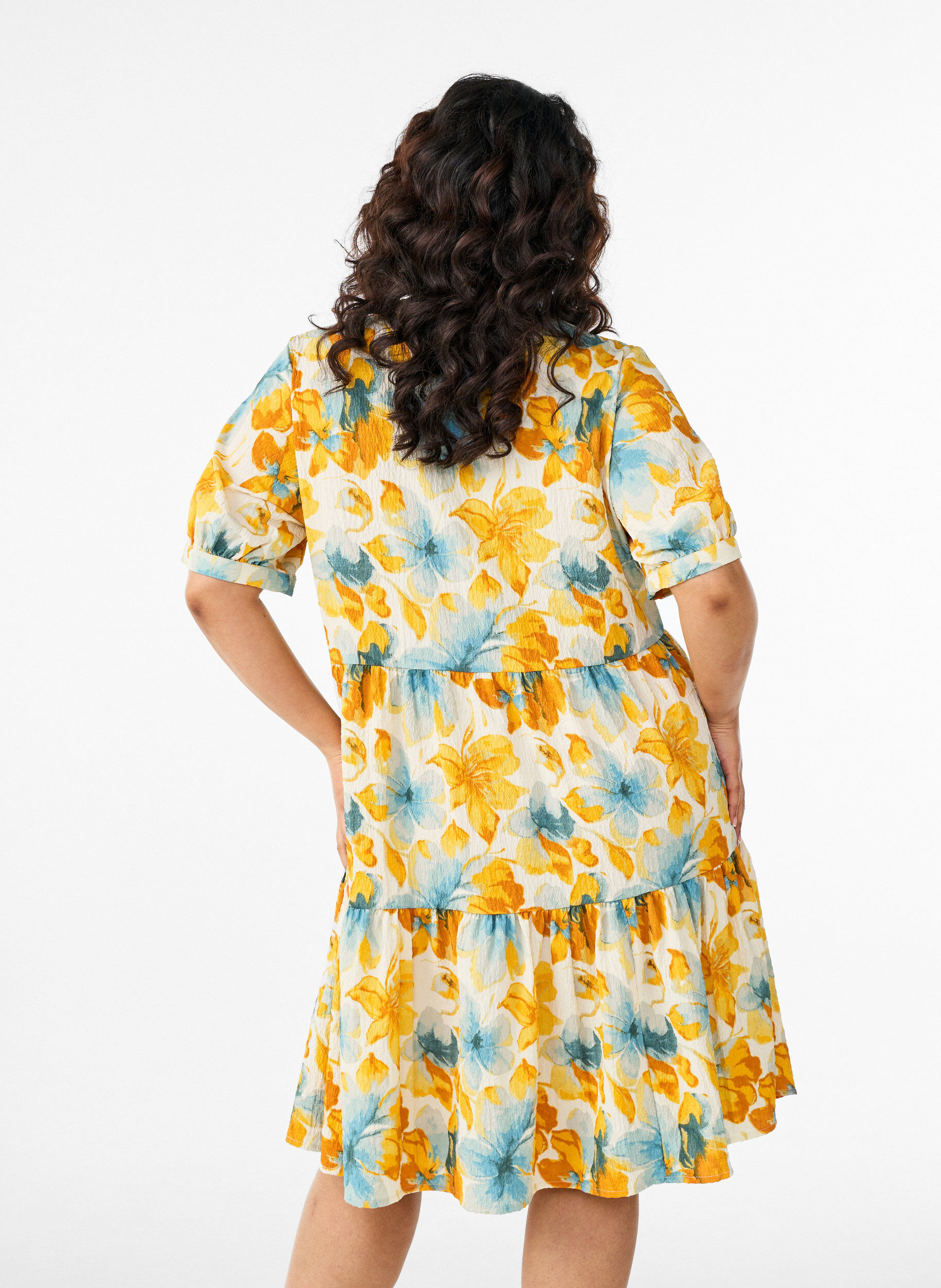 ZizziKort A-linje kjole, Gul, Model image number 2