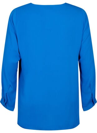 Ensfarget skjorte med v-hals, Princess Blue, Packshot image number 1
