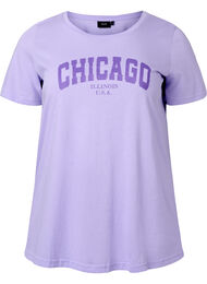 T-skjorte i bomull med tekst, Lavender W. Chicago