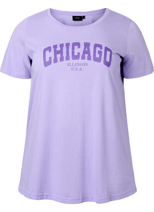 T-skjorte i bomull med tekst, Lavender W. Chicago, Packshot image number 0