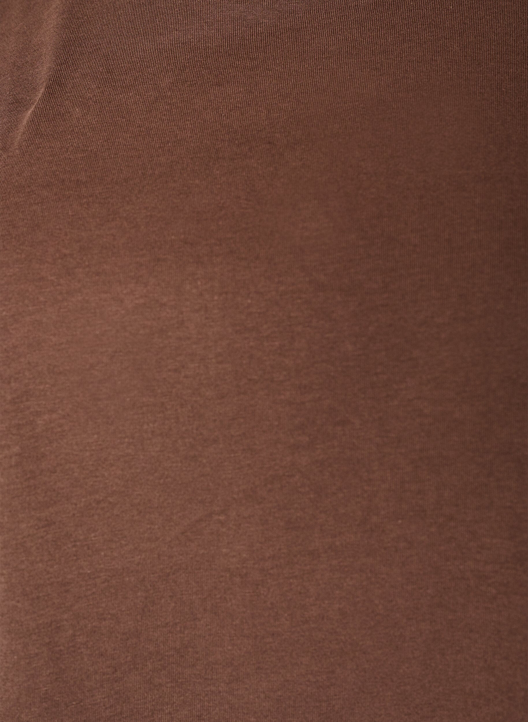 Zizzi T-skjorte med asymmetrisk blondekant, Brun, Packshot image number 2