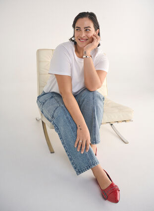 Zizzi Cargo jeans med høy midje, Light Blue, Image image number 0