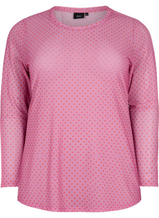 Mesh bluse med mønster, Cashmere Rose Dot, Packshot image number 0