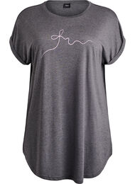 Nattkjole med korte ermer og tekstprint, Svart