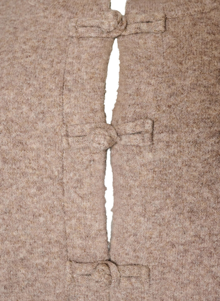 Cardigan med knutelukkinger, Beige, Packshot image number 2