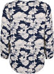Skjortebluse med v-hals og trykk, Navy B. Flower AOP, Packshot image number 1