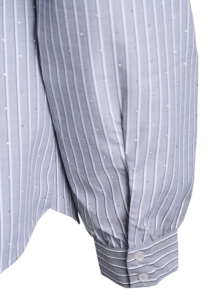 Stripete skjorte med nagler, Svart, Packshot image number 3