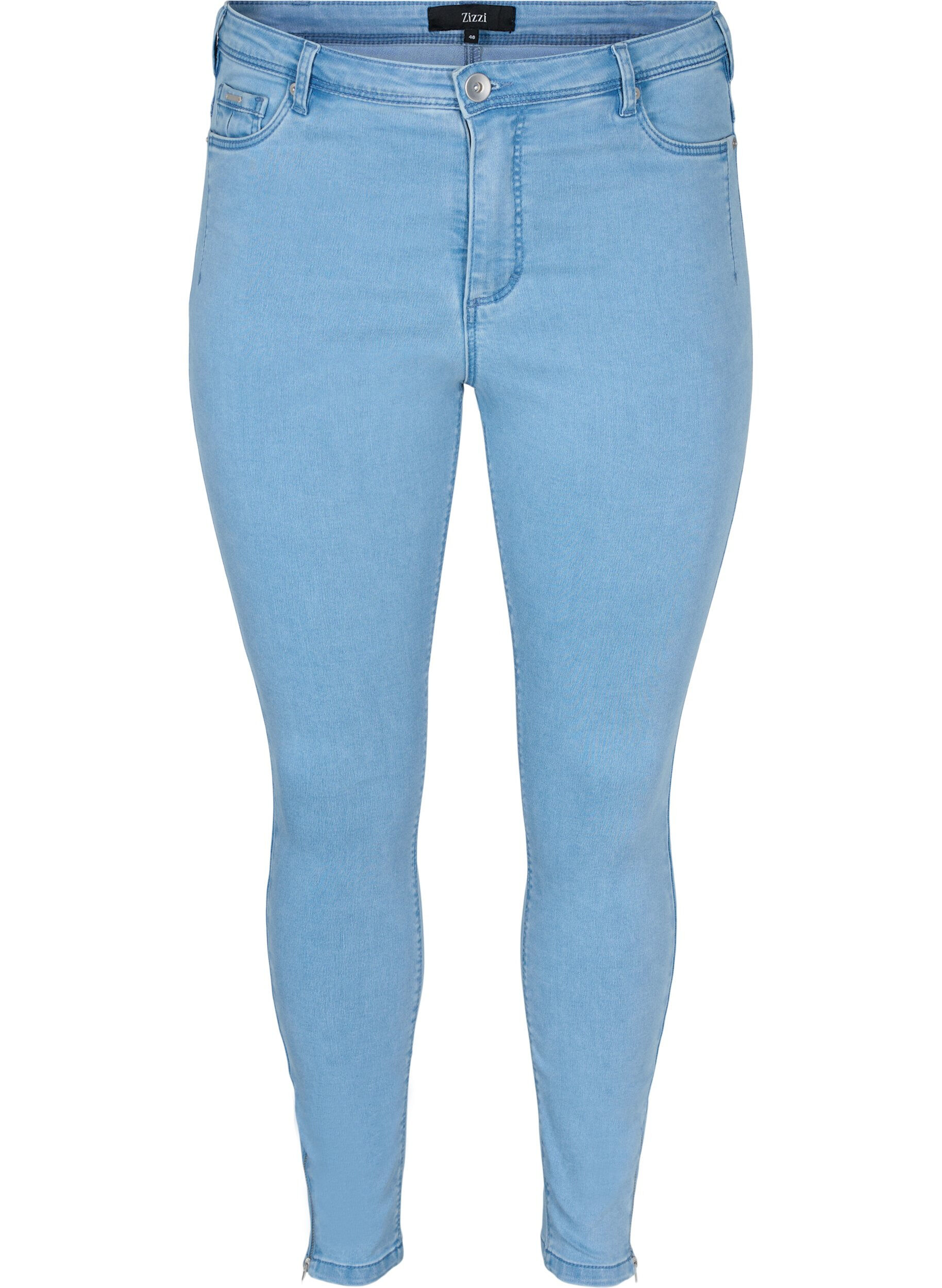 ZizziCropped Amy jeans med glidel&aring;s, Bl&aring;, Packshot image number 0