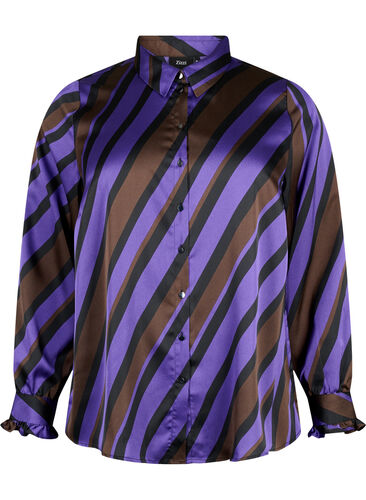 Skjorte i sateng med skråstriper, Stripe AOP, Packshot image number 0