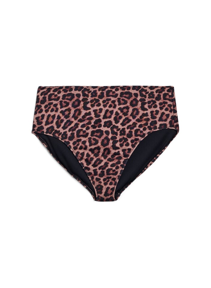 Leopard bikinitruse med h&oslash;y midje, Brun, Packshot image number 0